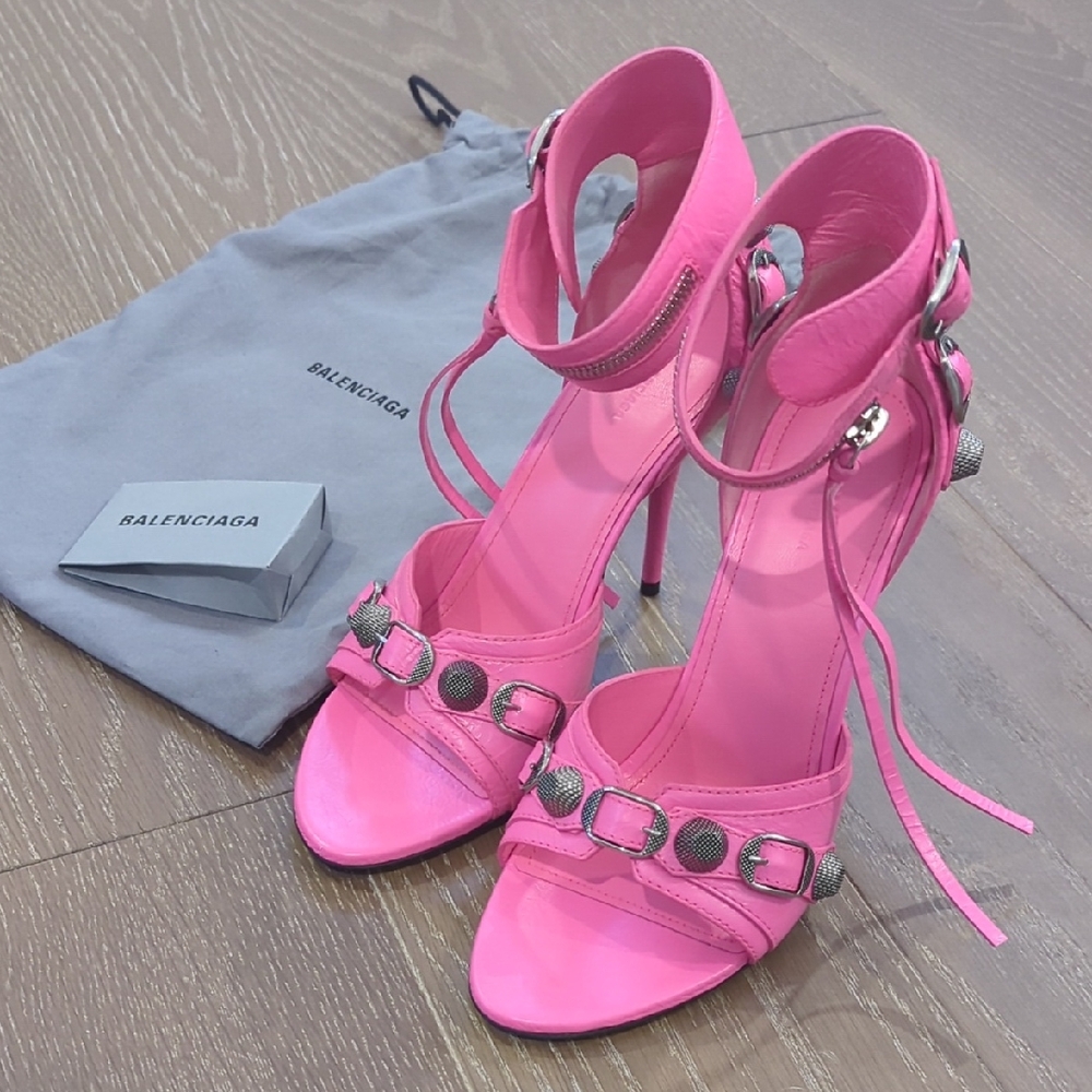Balenciaga Pink Cagole Sandal Heels, Size 9